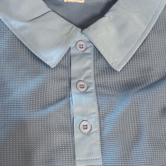Mens Light BLUE Polyester Waffle Pattern Pullover Stretch Golf Short Sleeves XL - Picture 3 of 10